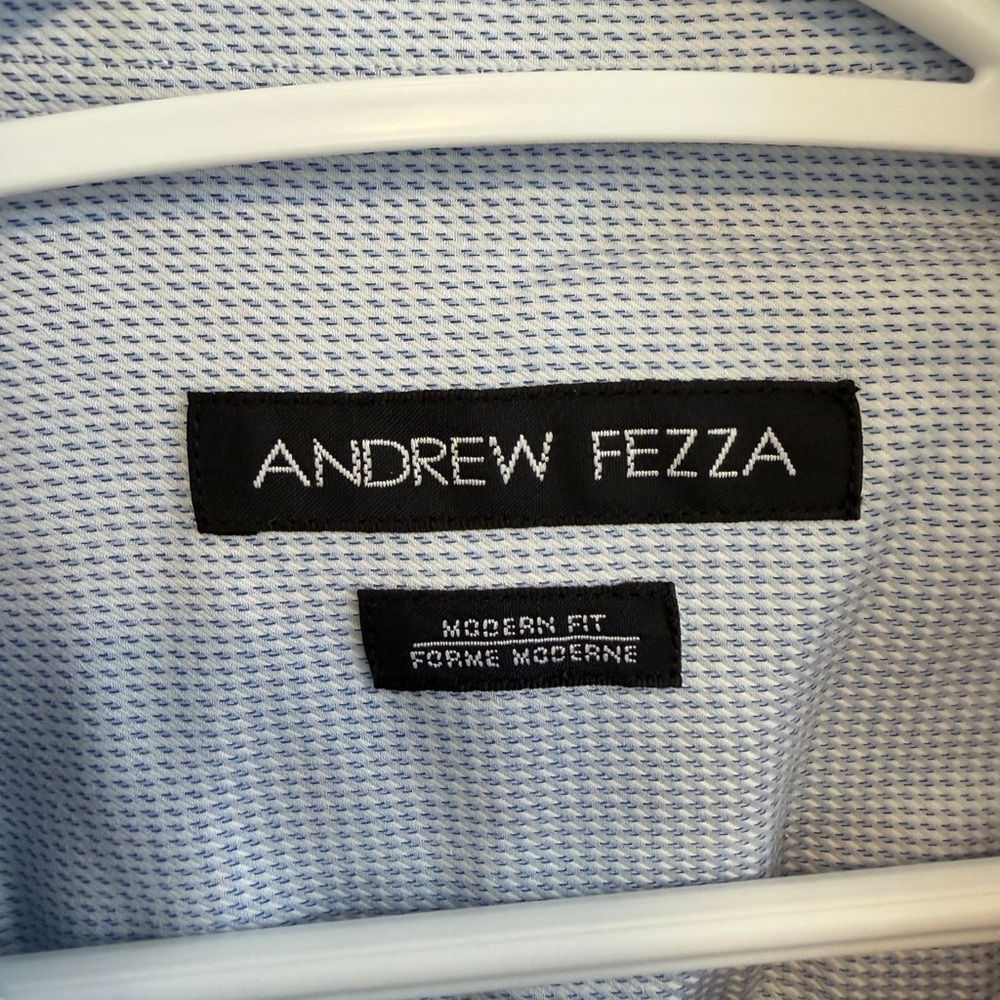 Andrew Fezza Pale Blue Micro-Check Button-Up Dress Shirt - Picture 3 of 8